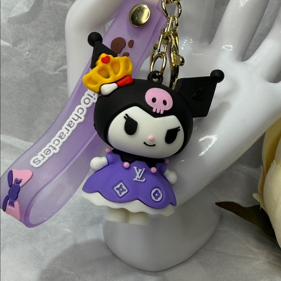 😍Kuromi Purple Character Keychain Wristlet With Monogrammed Luxury Print😍 - Picture 2 of 3